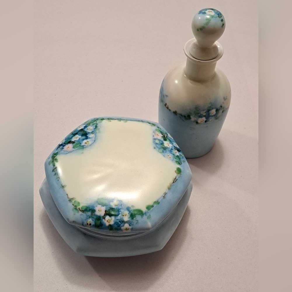 Vintage Hand Painted Perfume Bottle & Trinket Holder